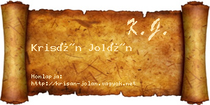Krisán Jolán névjegykártya