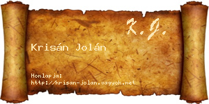 Krisán Jolán névjegykártya